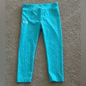 Under Armour Girls Teal Silver Dot Leggings Size 4